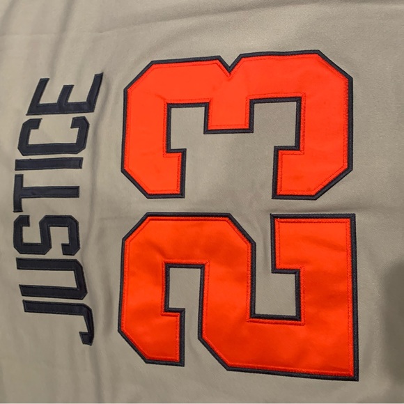 David Justice Atlanta Braves Jersey Mens XL NWT 1995 Road Gray - Picture 8 of 14